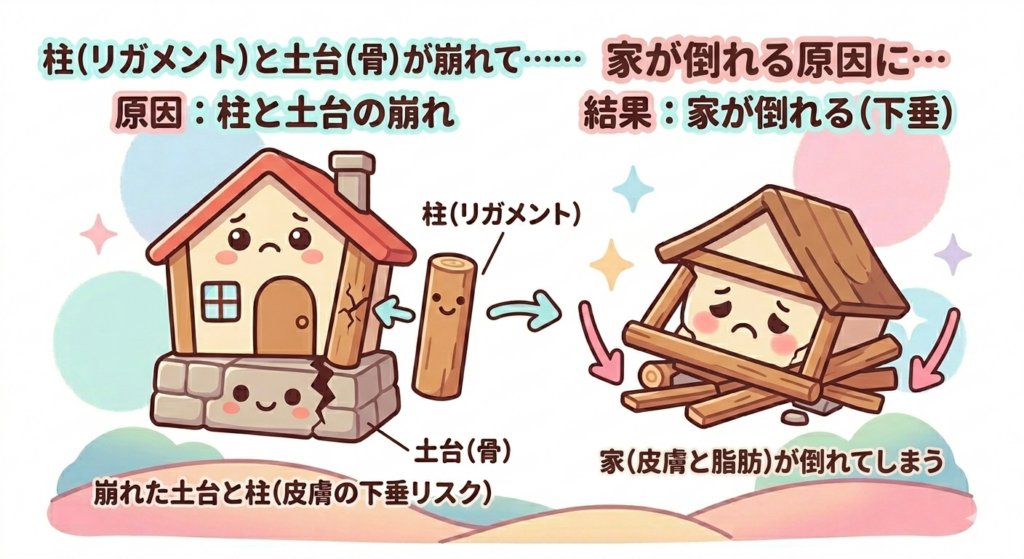 脂肪と皮膚の下垂
