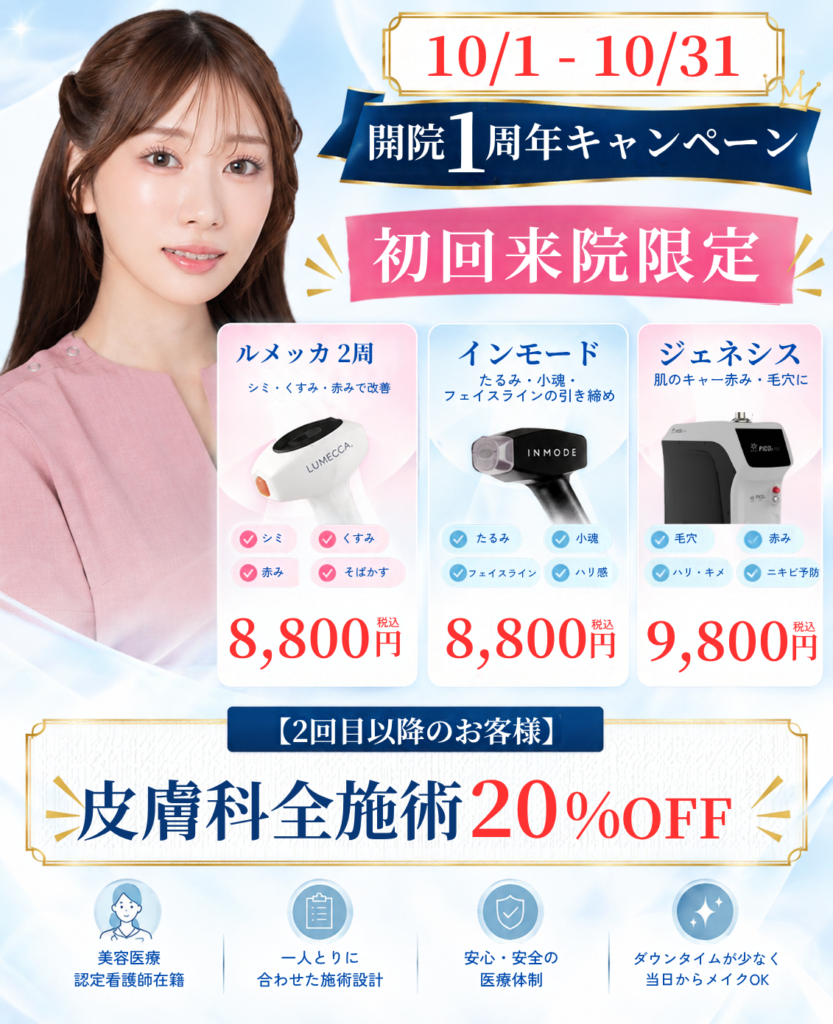 【10/1~10/31限定】開院1周年キャンペーン実施中！